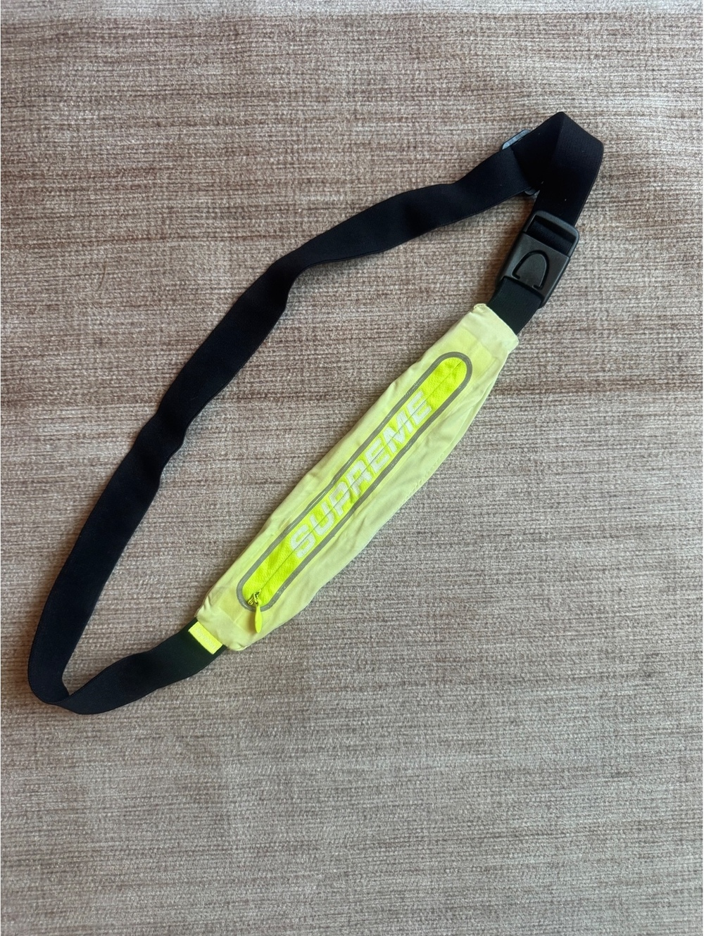 Supreme SS19 Reflective Neon Yellow Runner Waist Bag